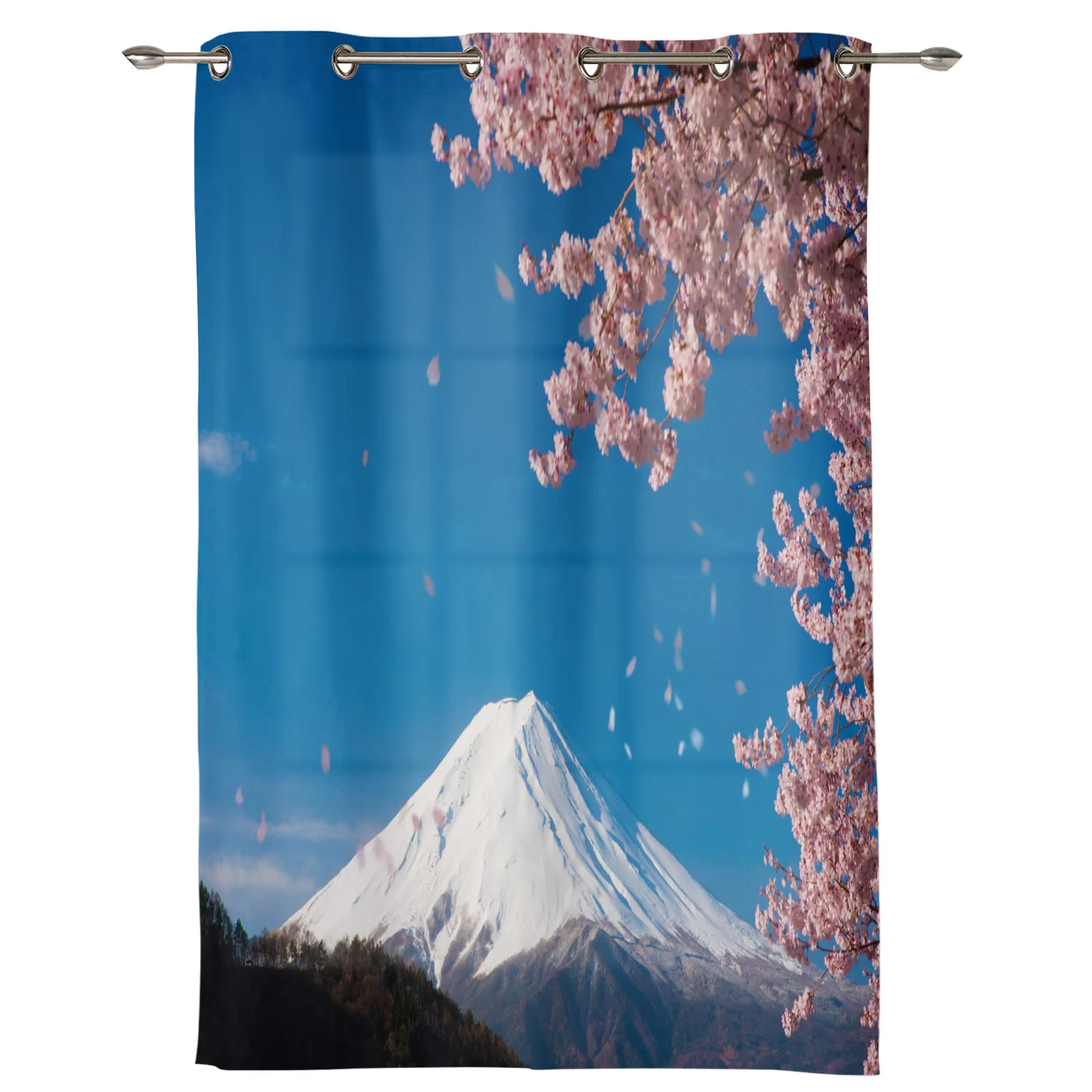 Mount Fuji Japanese Cherry Blossom Window Curtains for Living Room Bedroom Kitchen Curtain Modern Window Treatment