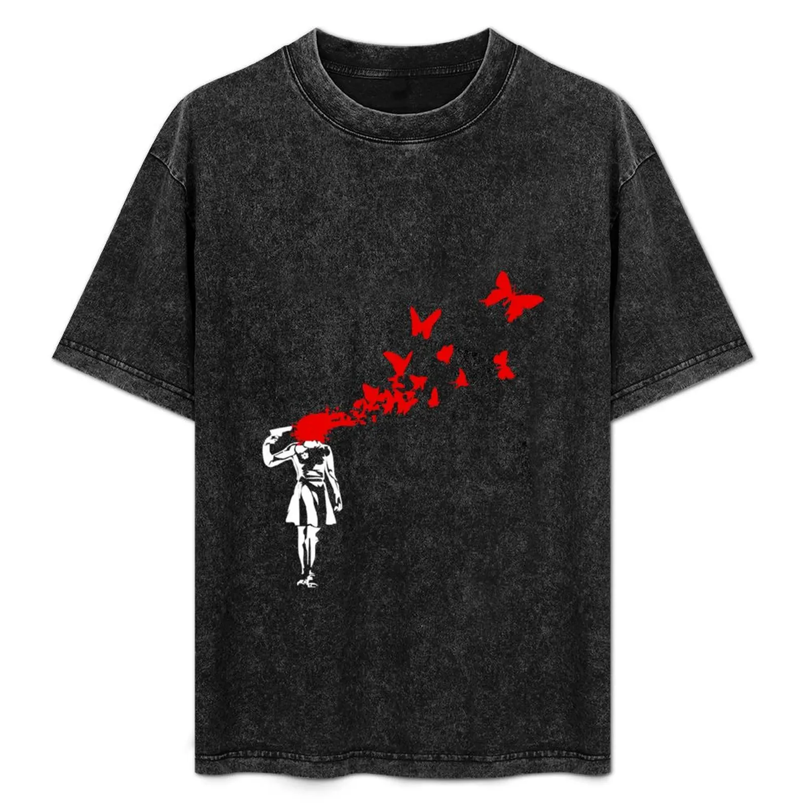 

Banksy - Girl Butterfly T-Shirt blanks street wear black t shirts for men