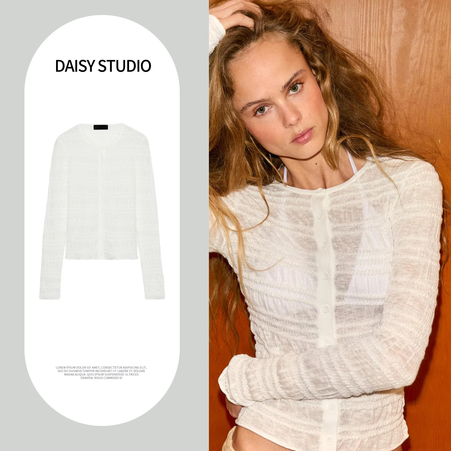 

Spring New Arrival Women's Minimalist Style round Neck Long Sleeve Single Button Honeycomb Knitted Open Cardigan Jacket