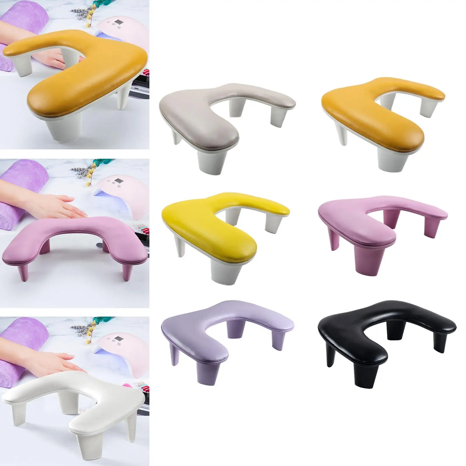 U Shape Arm Rest Nail Arm Rest Stand Manicure Nail Hand Rest Pillow Cushion Non Slip for Home DIY Salons Personal Nail Art Tech