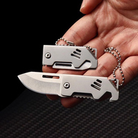 Outdoor portable stainless steel folding knife, multi-functional practical knife, keychain mini knife, with bottle opener
