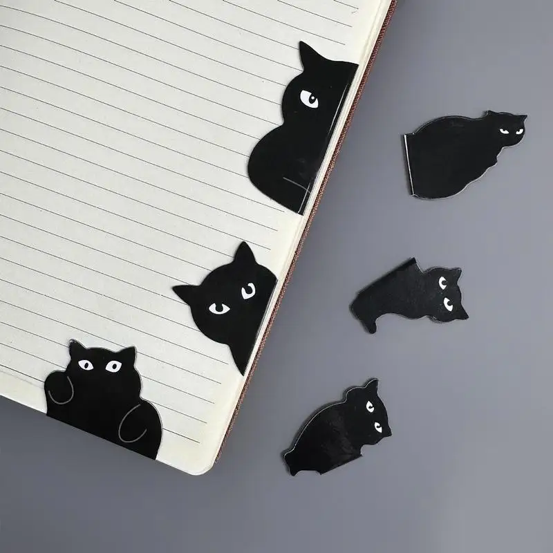 Black Cat Bookmark for Books Cute Cartoon Magnetic Page Clips Book Marker Unique Reading Gift