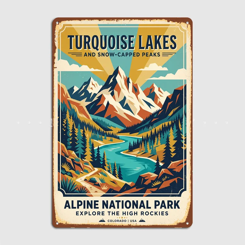 Vintage Alpine National Park Travel Metal Custom Sign Living Room Wall Indoor Decor Room Decoration Bedroom Posters Home Decor
