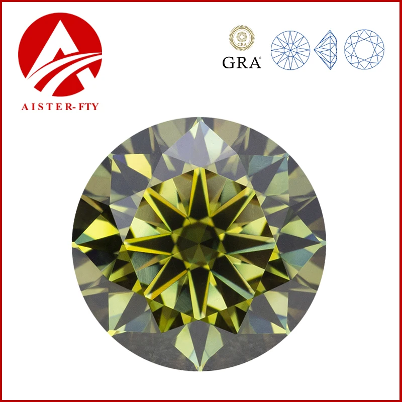 Never Fade Olive Moissanite Loose Gemstones 0.5-5.0ct Certified Moissanita Stones Pass Diamond Tester with GRA Certificate