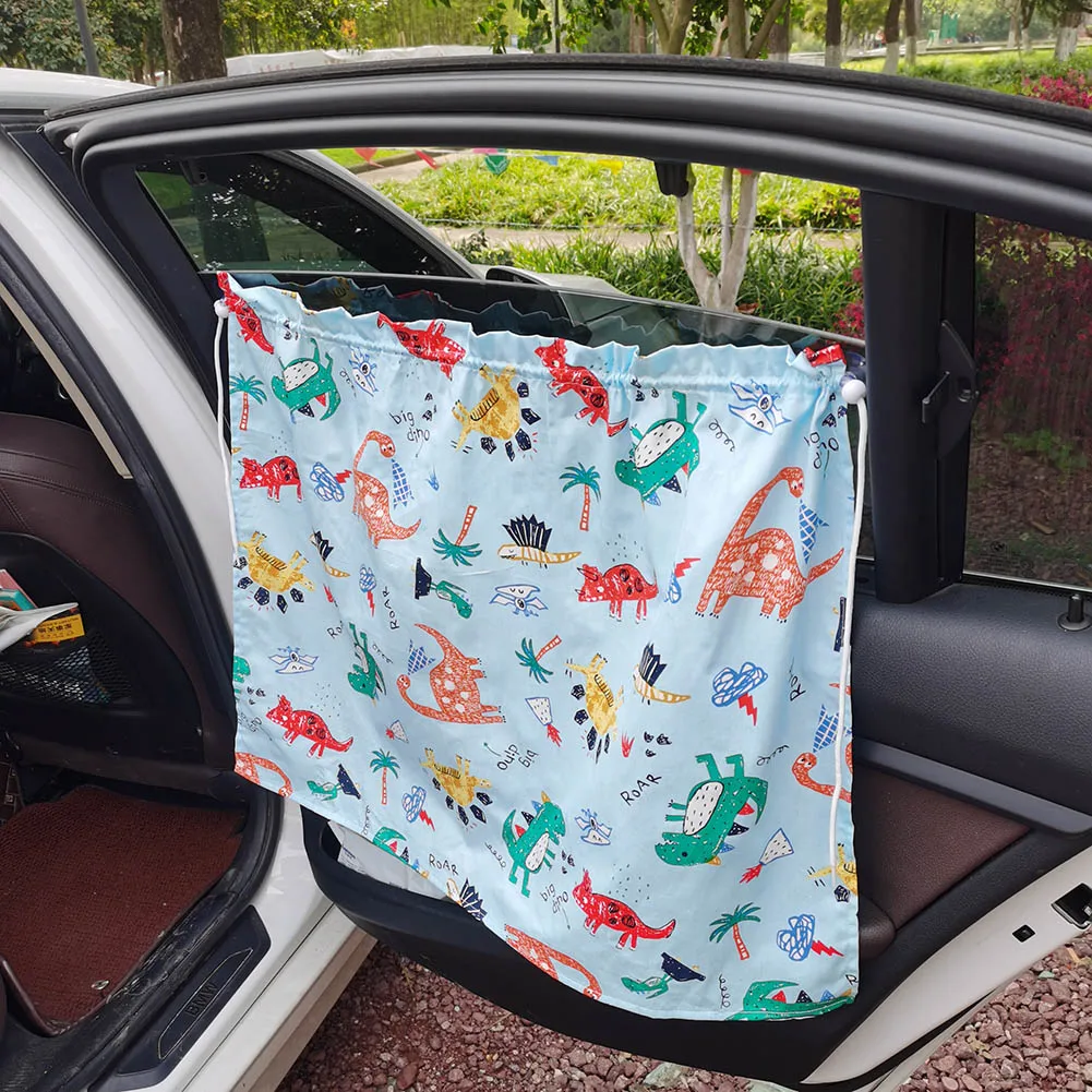 Cute Window Sunshade Cover UV Protection Cotton Baby Car Window Sunshade Cover Suction Cup Sliding Curtain for Kid Baby Children