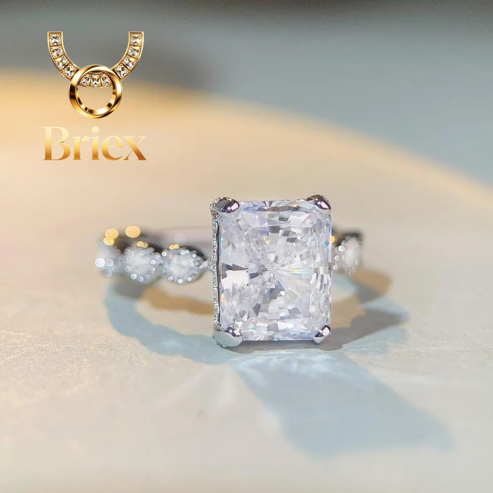 

Briex Jewelry Luxury Solid Platinum PT950 4 karat Reddish Cut Diamond Ring Women's Moissanite Ring