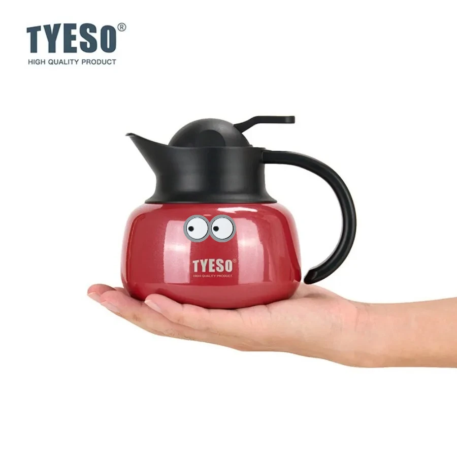 Tyeso 750ml Vacuum Flasks with Eye Sticker Pumpkin-Shaped Steel Insulated Teapot Infuser Hot Cold Water Bottle Large Capacity