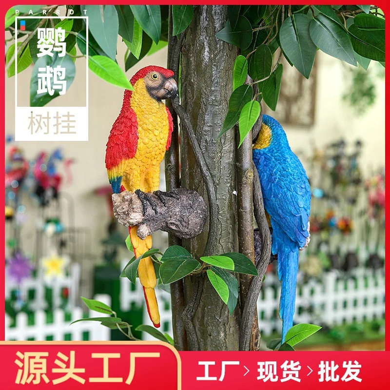 Garden Layout, Fake Bird Simulation Bird, Macaw Ornament, Garden Animal Tree Hanging, Pastoral Decoration Pendant