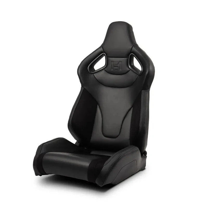 High Quality Universal C-Series Reclinable Black Suede PVC Sport Racing Seats Pair