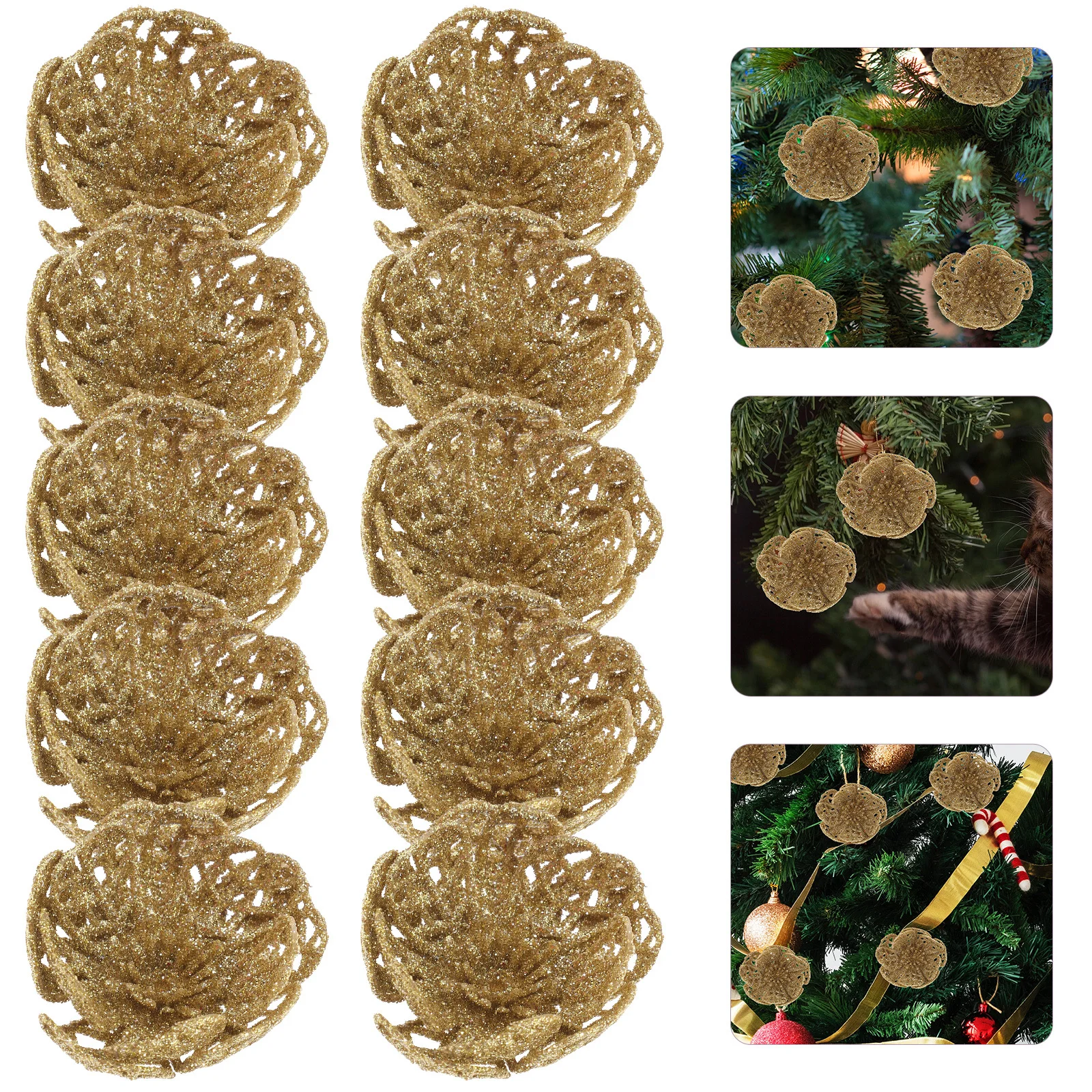 

10Pcs Christmas Decorations Xmas Artificial Flowers for Tree Wreath Party Home Decor DIY Accessories Xmas Flower