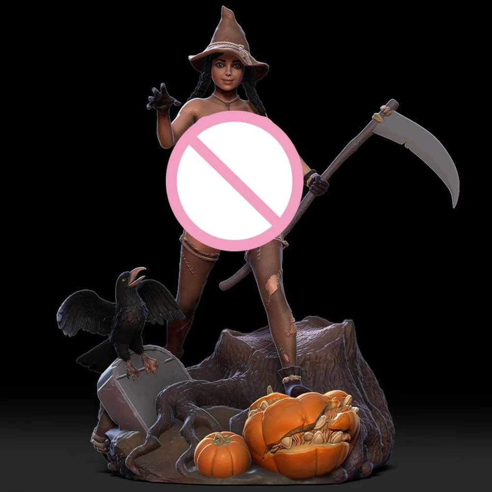 

1/24 3d Printing Model Kit Beautiful Halloween Scarecrow Girl NSFW Figure Model Kit DIY Miniature Reduction Statue Unpainted Toy