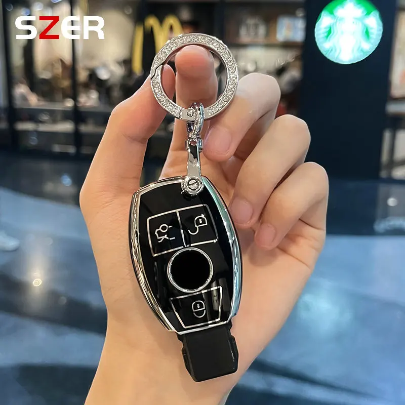 Soft TPU Car Smart Key Case Cover Shell Keychain For Mercedes Benz A B C E GL S GLA GLK CLS Class AMG W204 W205 W212 W463 W176