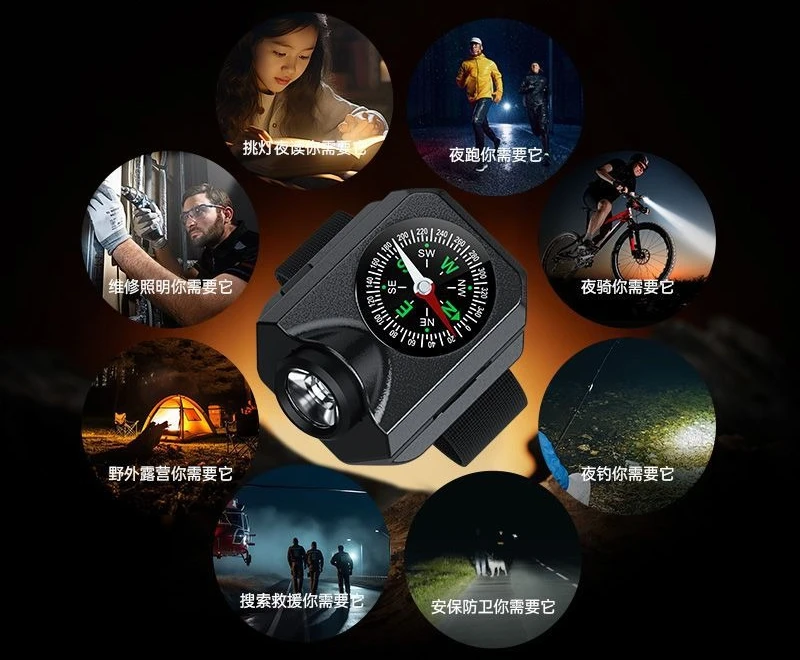 

NEW Outdoor Camping Survival Tactics EDC Tools Mountaineering Running Watch Flashlight Laser Compass