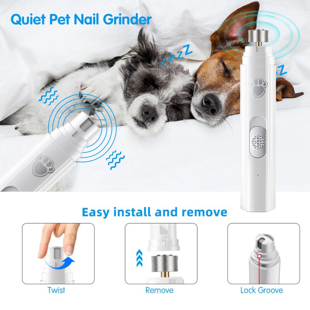 Tagliaunghie elettrico per cani tagliaunghie per animali domestici tagliaunghie per animali domestici ricaricabile USB indolore con ruota lucidatrice per animali di piccola/grande taglia