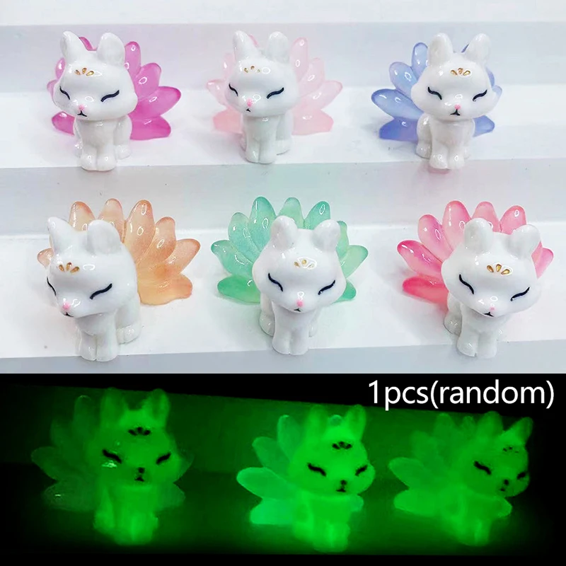 1Pcs Mini Nine-tailed Fox Luminous Ornament Crafts Miniature Figures Small Fox Micro Landscape Home Decoration Accessories Gifts