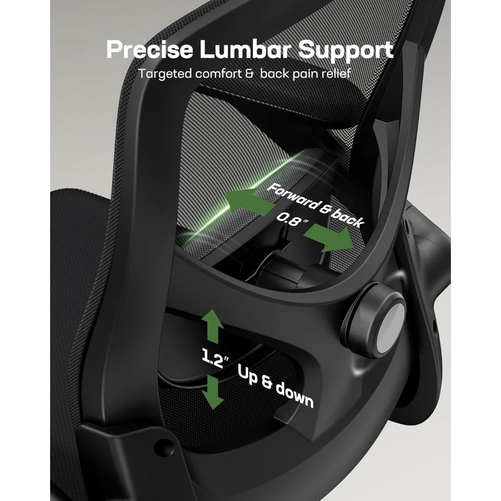 Office Chair High Back Desk Chair Adjustable Lumbar Support with Headrest Flip-Up Liftable Arms Swivel Computer Task Chair