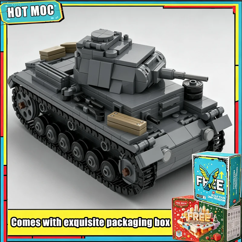 641PCS Grey Army Tracked Tank Model Building Block Custom Design DIY Assembly Historical War Machine Collection Educational Gift