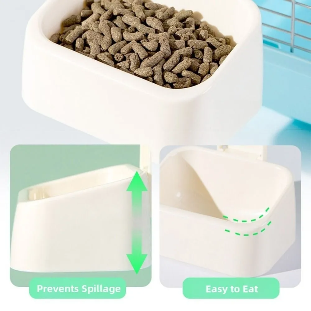 Large Capacity Rabbit Food Bowl Bite Resistant Hangingc Rabbit Feeding Dish Easy installation Detachable Small Pet Feeder view 2