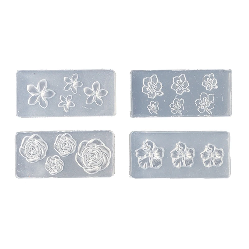 

4pcs Профессиональные силиконовые цветочные формы для ногтей, установленные для гель -искусства. Съемные инструменты для формы