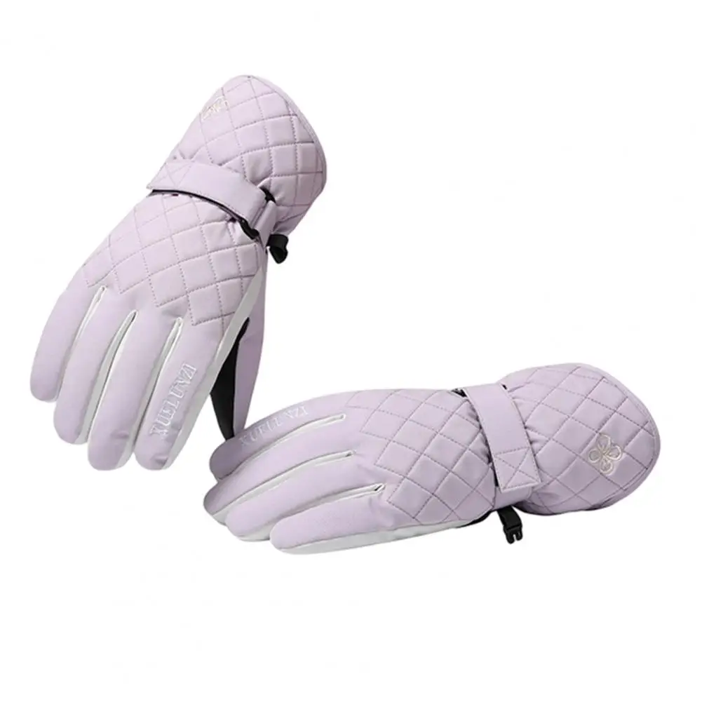 Women Gloves 1 Pair Stylish Thickened Anti Wrinkle  Full Finger Ridding Ski Gloves for Skiing