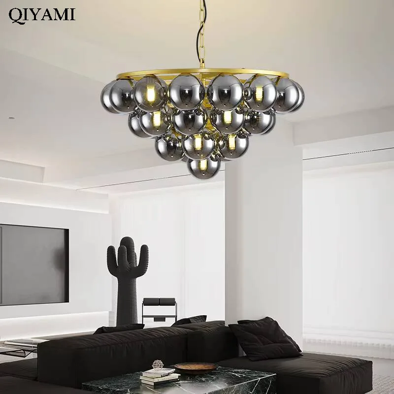 Light Luxury Glass Living Room Chandelier Modern Minimalist Dining Room Bedroom Moon Lights Personality Creative Indoor Lighting
