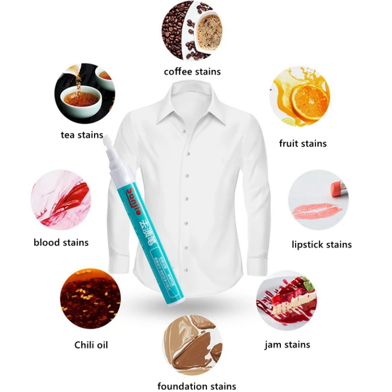 Волшебная ручка для удаления пятен на одежде, портативная безмасляная ручка для удаления пятен с красного вина, маркер для небольших жирных пятен на футболке