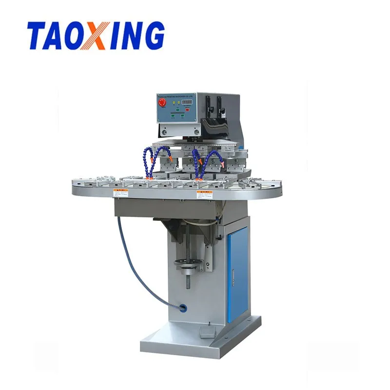 Multi 3 Color Pad Printer Ink Well Tray Automatic Semi Auto Tampo Pad Printing Machine With Conveyor
