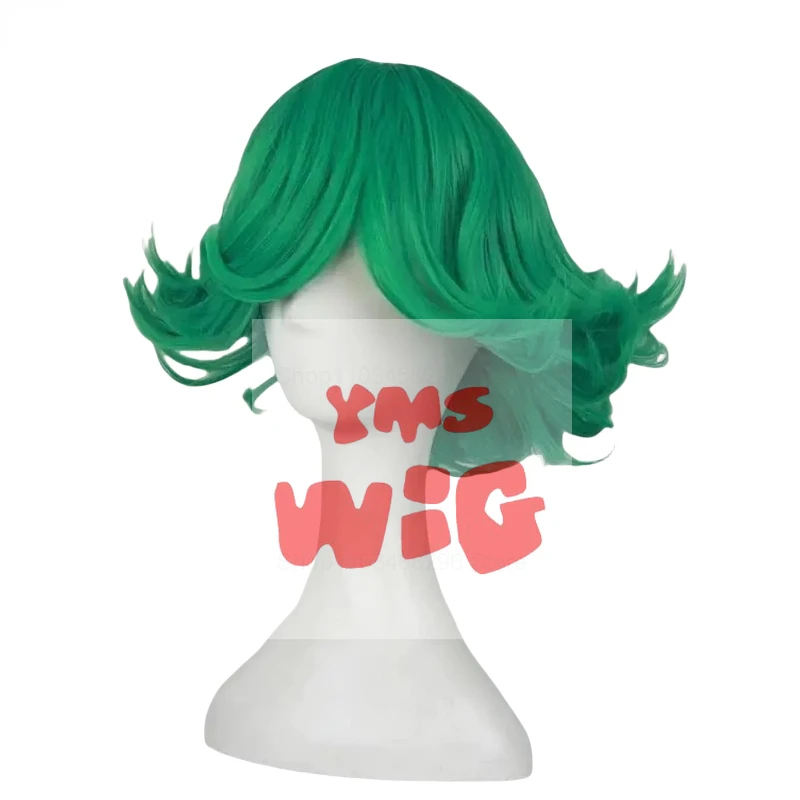 YMS-Perucas e Boné de Cabelo Sintético Ondulado Curto, Peruca Cosplay Anime, Resistente ao Calor, Senritsu no Tatsumaki, 30cm