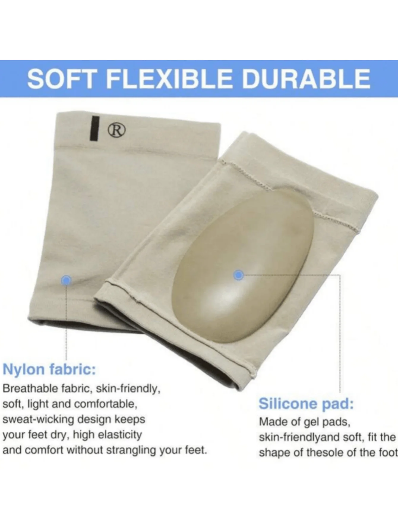 زوج واحد من أكمام القدم الداعمة للقوس، ودعم قوس للجنسين مع وسادات سيليكون، وتخفف ضغط المشي #4