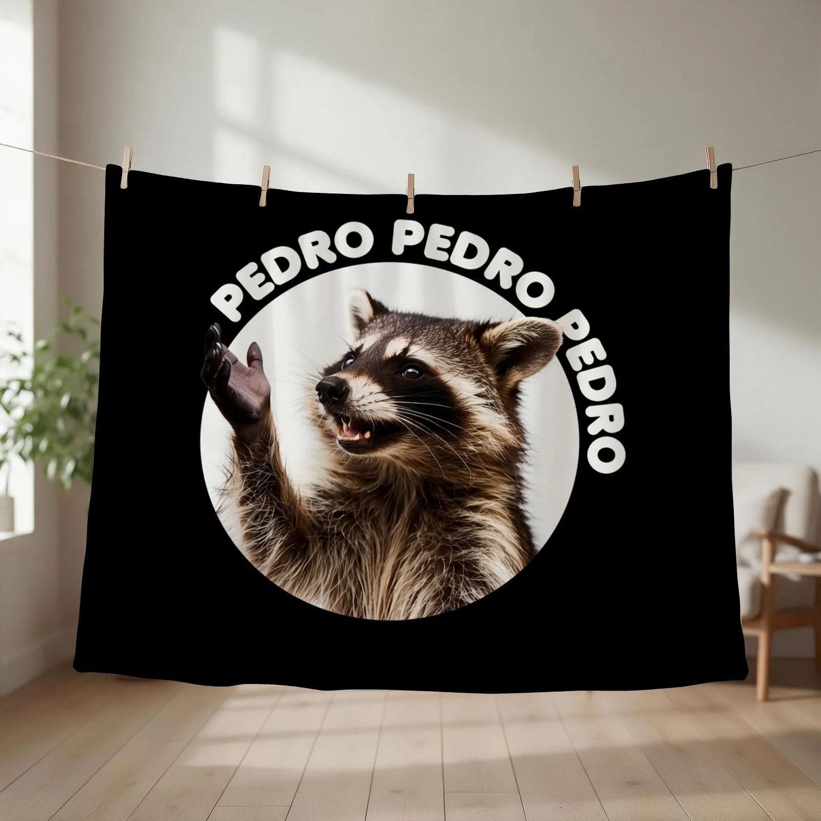 Pedro Dancing Raccoon Pedro Pedro Dancing Raccoon Meme T-Shirt Throw Blanket Luxury Designer Designers Sofas Hairys Blankets