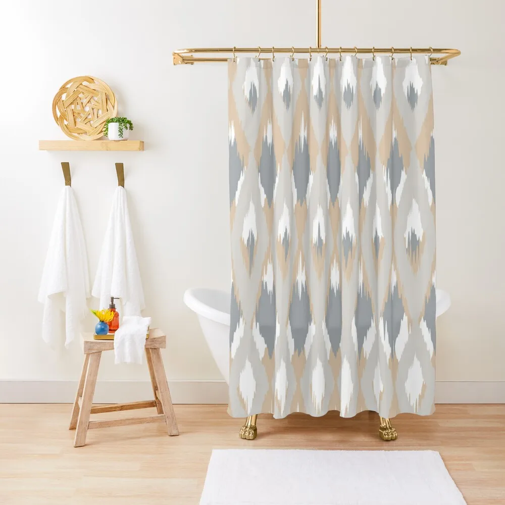 

Boho, Ikat Pattern, Blush, Gray, Charcoal Shower Curtain Shower Waterproof Modern Bathroom Accessories Curtain