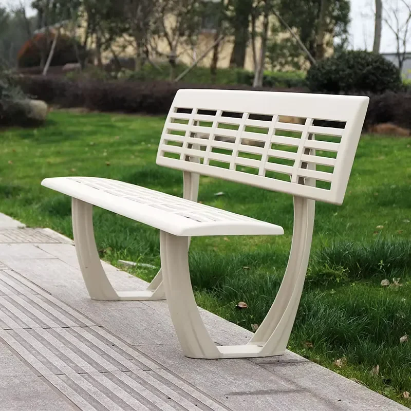 Cast Aluminum Community Seat Outdoor Bench Waterproof Rustproof Garden Seating Long Chair With Back for All Weather