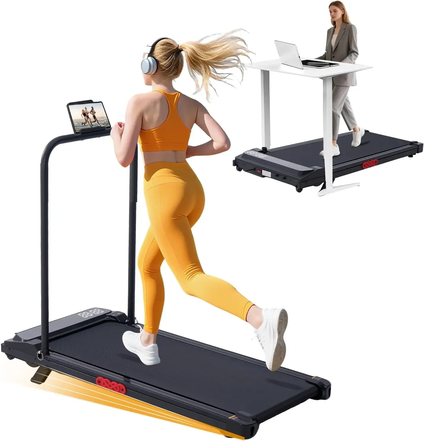 

Walking Pad with Handle Bar, 2026 Upgrade Portable Small Treadmill with Handles for Home Small, 3.0HP Under Desk Walking Pad Tre