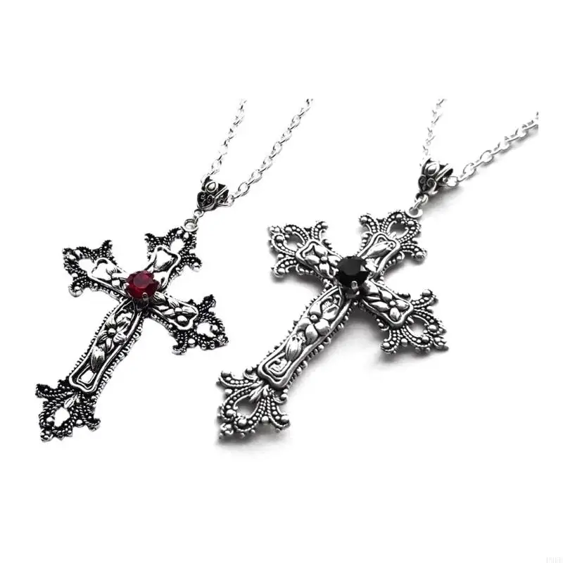 652F Large Detailed Drill Pendant Necklace Silver Color Tone Gothic Punk Jewellery Fashion Charm Statement Women Gift