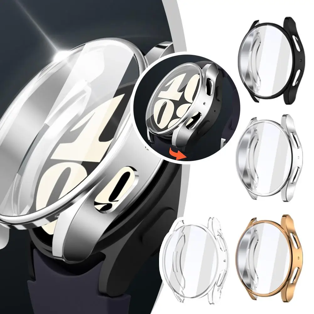 Funda protectora para Samsung Galaxy Watch, cubierta de silicona TPU, parachoques, protección de pantalla, accesorios completos E8Q1, 7, 4, 5, 6, 40mm, 44mm