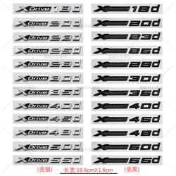 Emblemas de tronco de guardabarros con letras negras cromadas para BMW XDrive 18d 20d 23d 25d XDrive28d 30d 35d 38d 40d 45d XDrive48d 50d XDrive55d