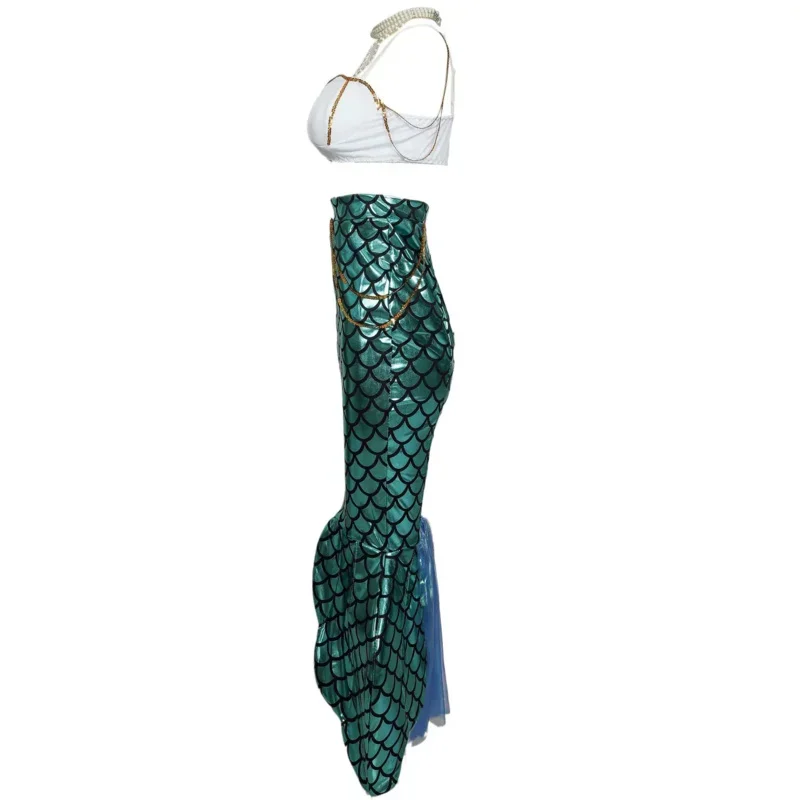 2025 New Fantasia Sexy Little Mermaid Costume Adults Women Halloween Princess Mermaid Tail   Bra Cosplay Sets queue de sirene AA