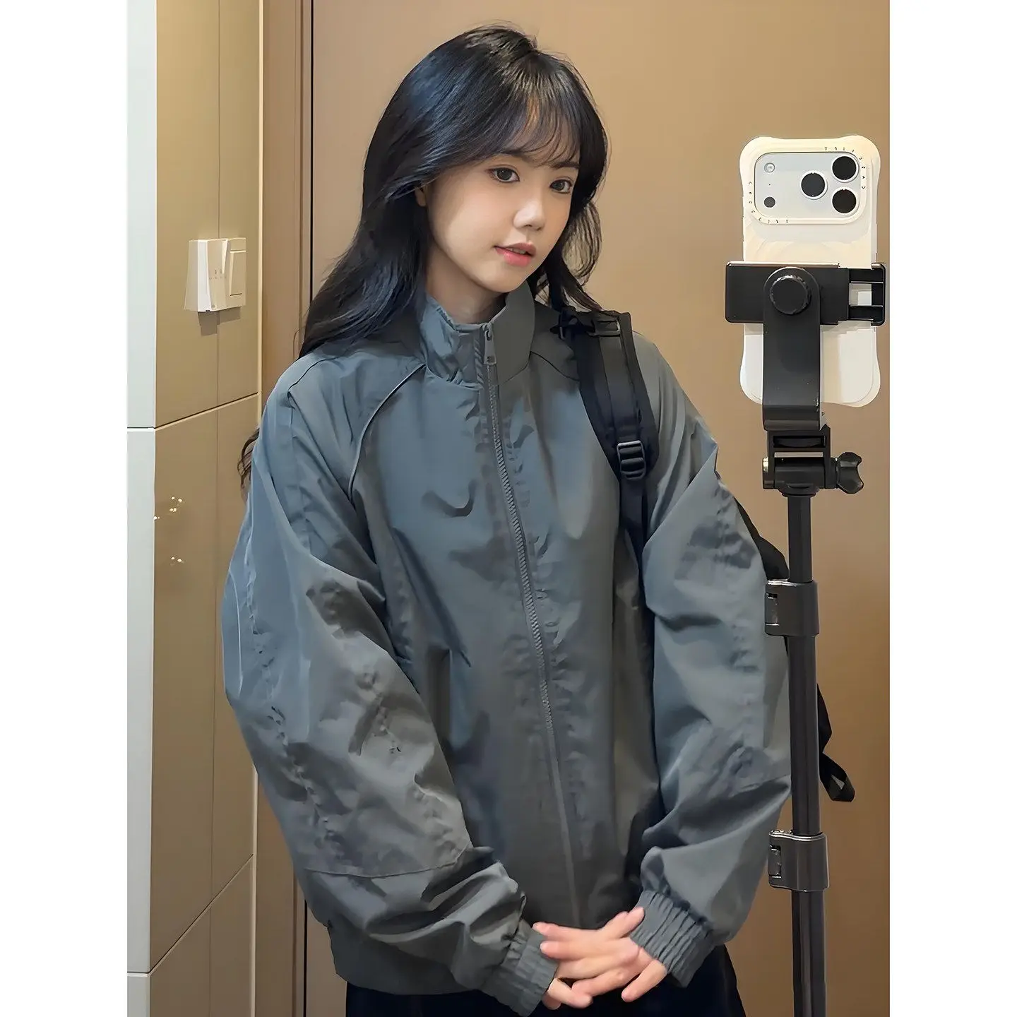 Cleanfit High-Quality Coat Female 2026 Spring Autumn New Flying Collar Jacket Women Tooling Outwear Short Motorcycle Overwear