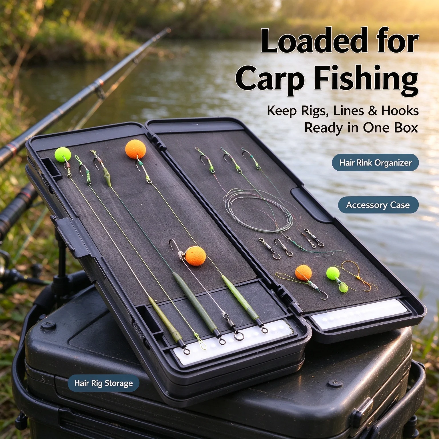 72PCS Carp Fishing Hair Rig Tackle Box Carp Rigs Wallet Fishing Line Hooklink Storage Organizer Fish Accessory Fishing Gear