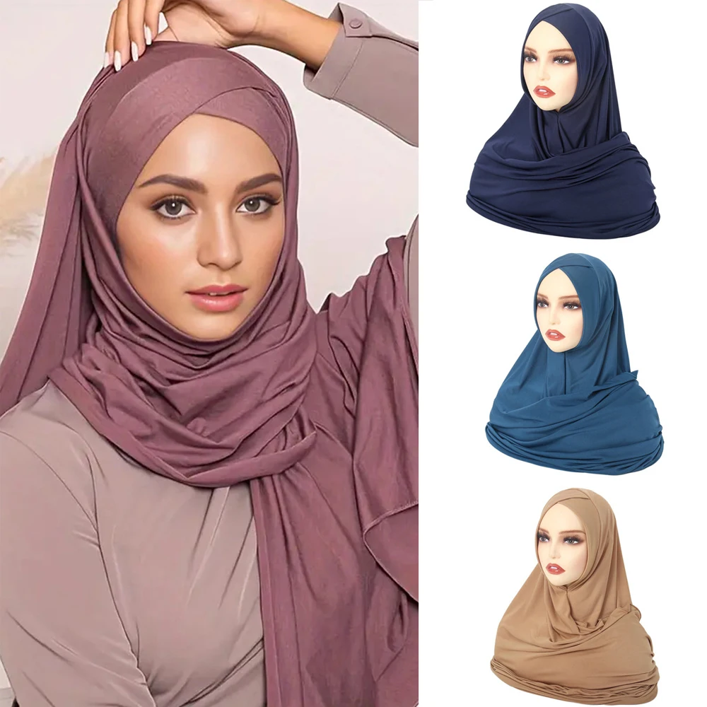 RIMAIRE-Hijabs Musulmans Instantanés pour Femme, Écharpe de Sauna Facile à vitation, Chapeau en Jersey, Nouvelle Collection 2024