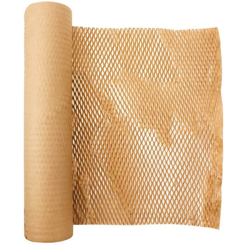 1 Roll Recycled Packing Paper 12Inch X 33FT Eco Honeycomb Paper For Moving Packaging Wrap Recyclable Cushion Material