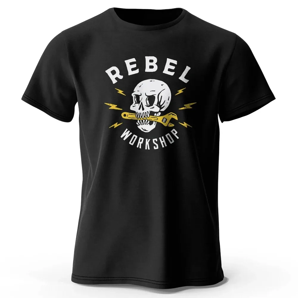 Rebel Workshop Graphic Print Men's Novelty T-shirt, Casual Soft Summer Tee for Men Daily Wear, Breathable Everyday Tops Clothing
