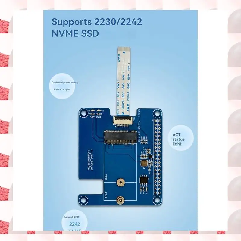 

Плата расширения ABGN для Raspberry Pi 5 PCIE M.2 SSD поддерживает модуль Hailo8l для SSD 2230/2242 NVME