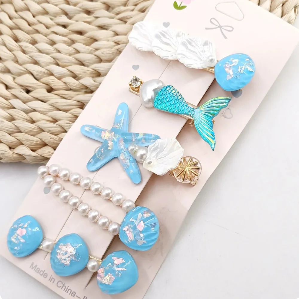 

5/20PCS Shell Starfish Hair Clips Ocean Series Mermaid Hairpins Girls Summer Beach Bang Clip Princess Barrette Hair Accessories