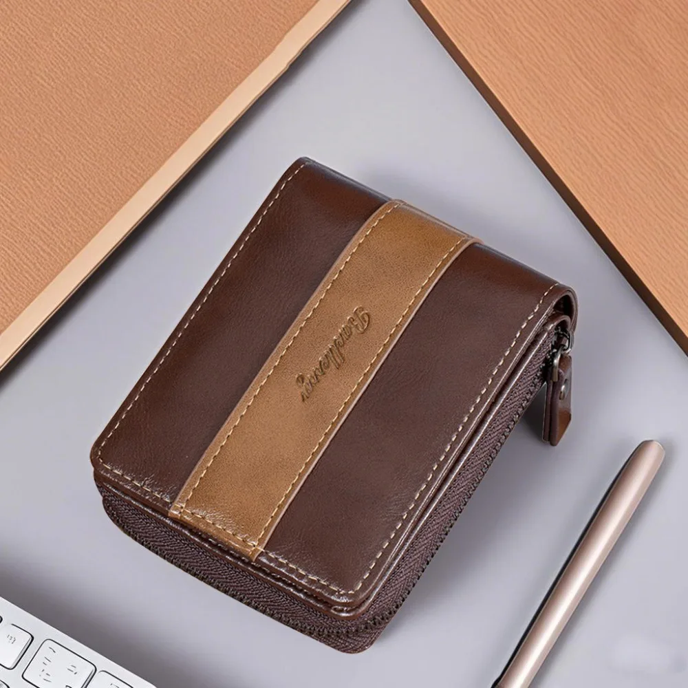 

Practical Zipper Pouch Men Zipper Wallet PU Leather Credit Card Case Card Holder Pocket Purse Portable Storage Bag Male