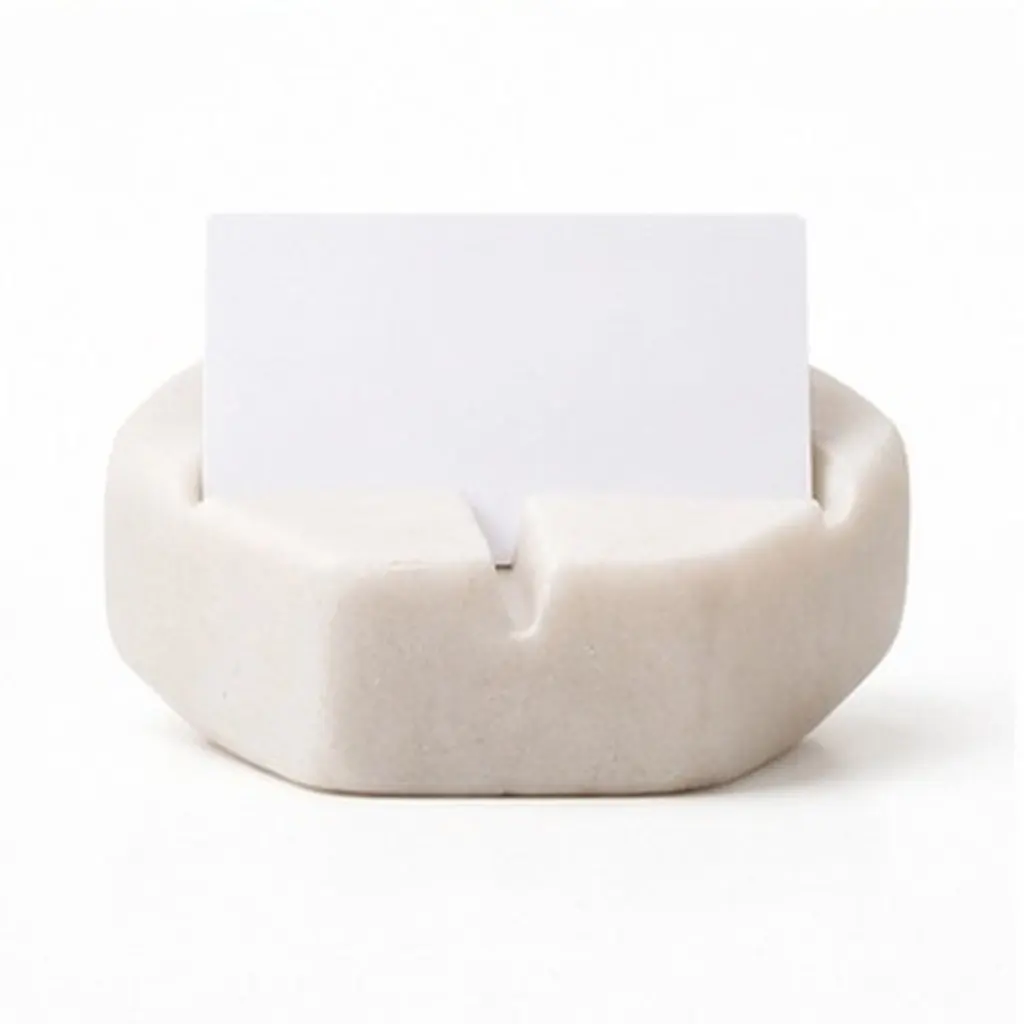 2Pcs Marble Business Card Holders Modern Geometric Desk Organizer Desktop Office Business Name Card Display Stand 2.36x2.17