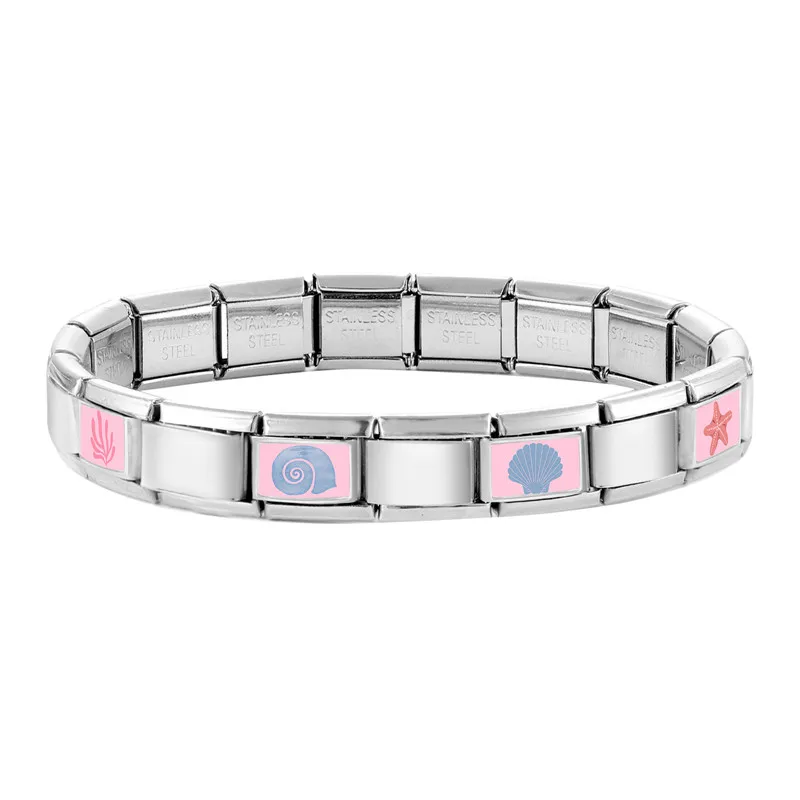 الوردي المحيط قذائف نجم البحر الإيطالية سحر ربط صالح 9 مللي متر مجوهرات من صلب لا يصدأ DIY بها بنفسك صنع النساء أساور الهدايا بالجملة #4