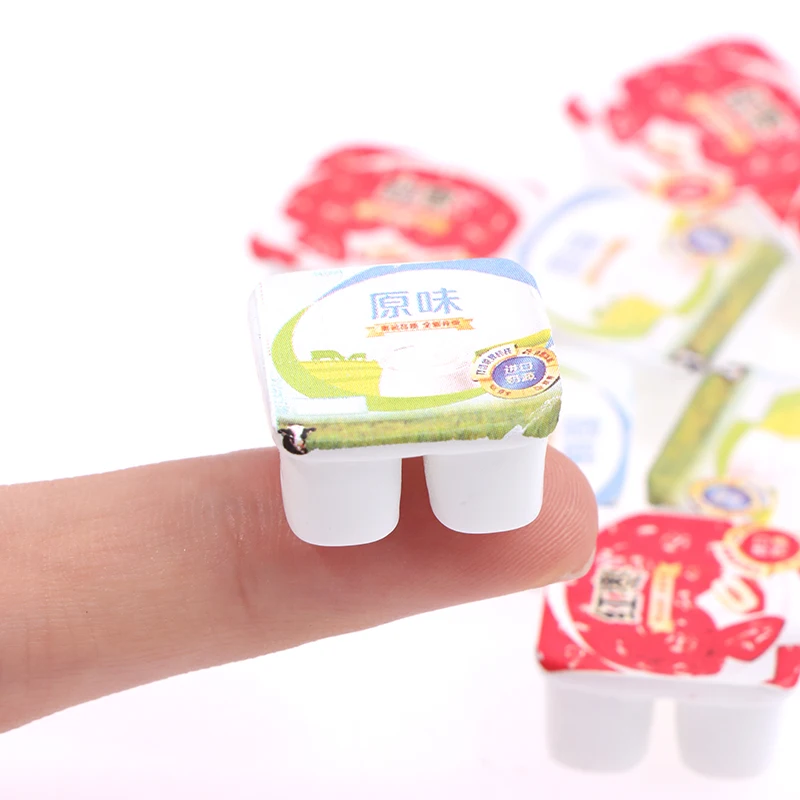 10pc/set 1:12 Dollhouse Miniature Simulation Mini Resin Yogurt Accessories Toys