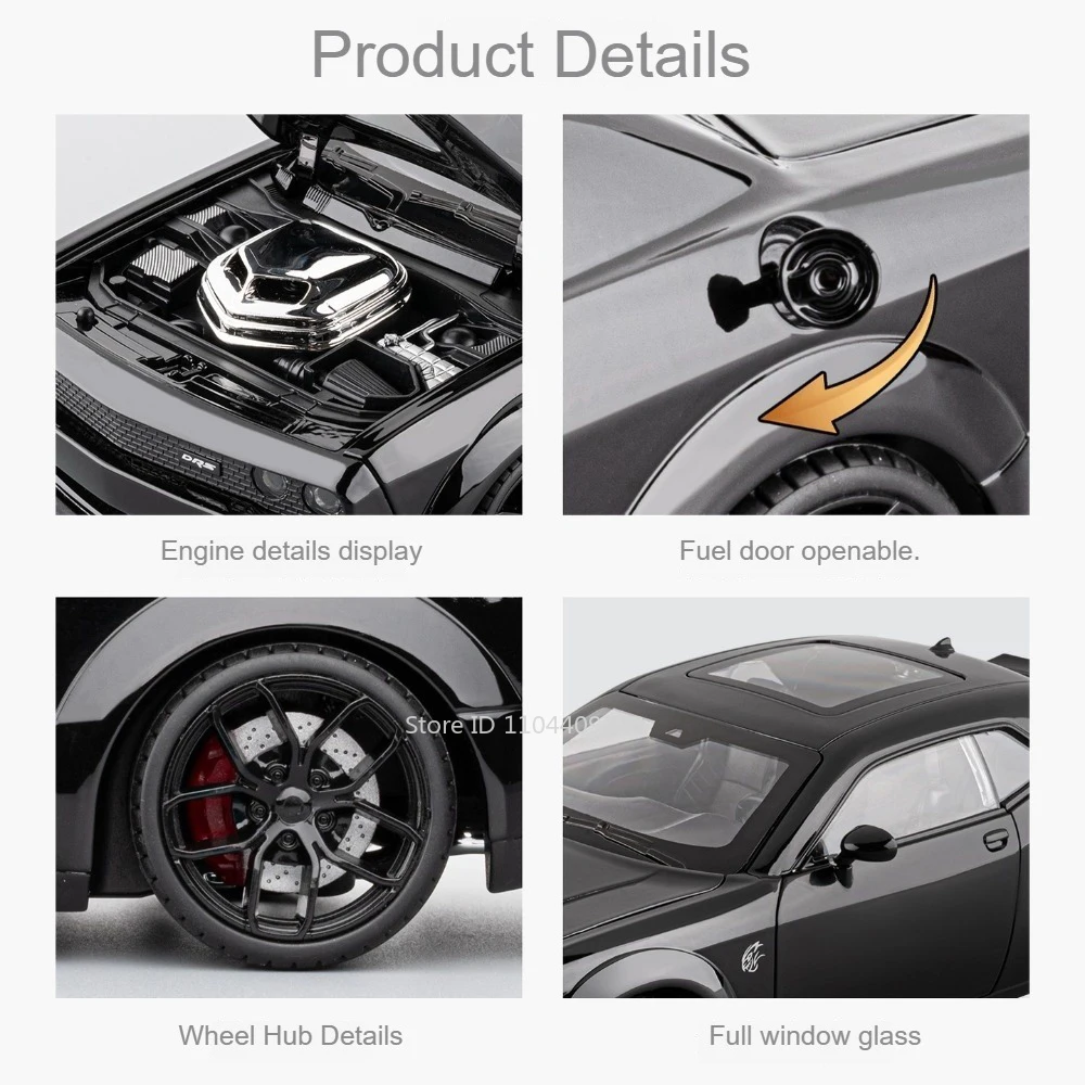 1:18 Size Hellcat 720S Model Sports Car Toy Music Light Alloy Diecast Doors Opened Vehicles Models Toys Home Decor Decoration
