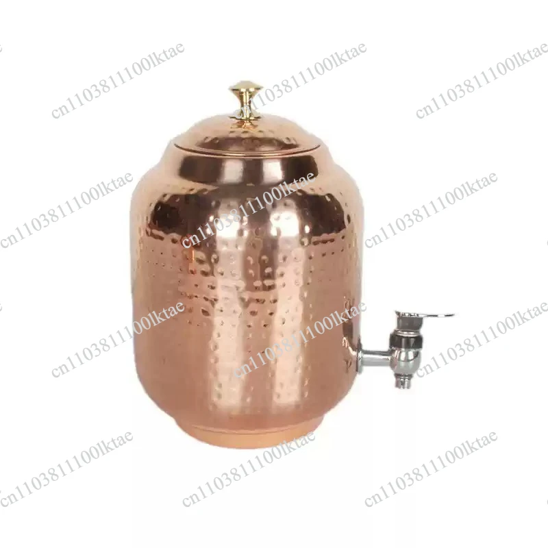 Pure Copper Indian Water Pot, Traditional Handcrafted, Distressed Antique, 4.8/5.5/10.5L, Single Piece